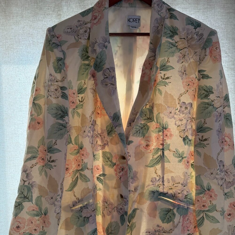 Vintage 90s KORET Womens Floral Print Blazer Large